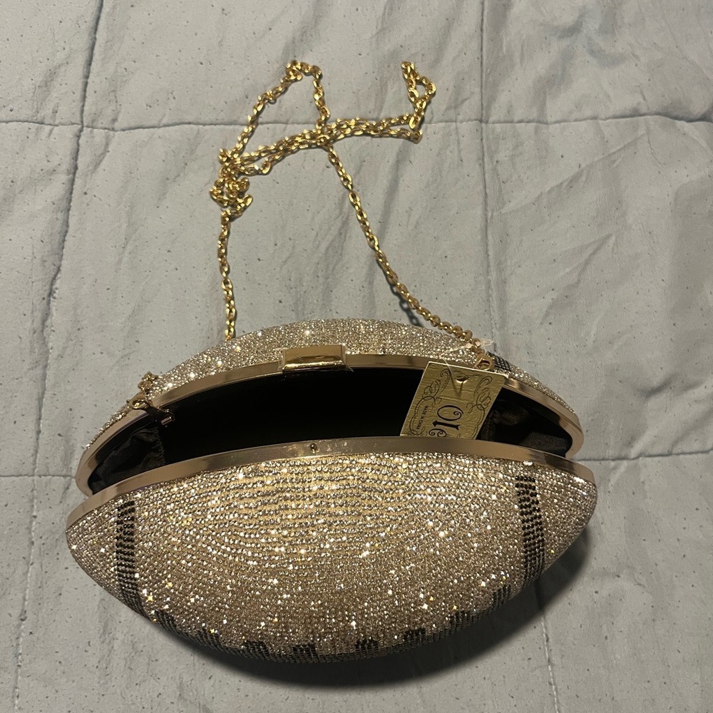 Gold and Black Rhinestone Football Clutch - Picture 3 of 3
